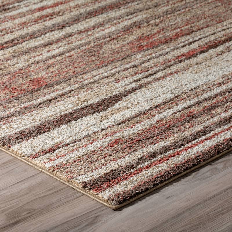 Addison Blair Spice/Beige Abstract Striped Area Rug (8'2 x10') - 8' 2" x 10'