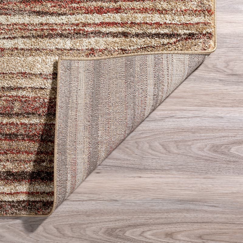 Addison Blair Spice/Beige Abstract Striped Area Rug (8'2 x10') - 8' 2" x 10'