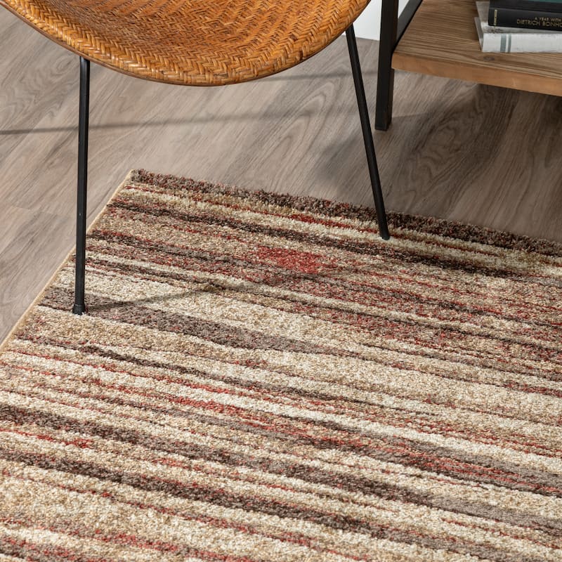ADDISON Blair Abstract Striped Spice/Beige Area Rug (3'3"X5'1") - 3'3"X5'1"
