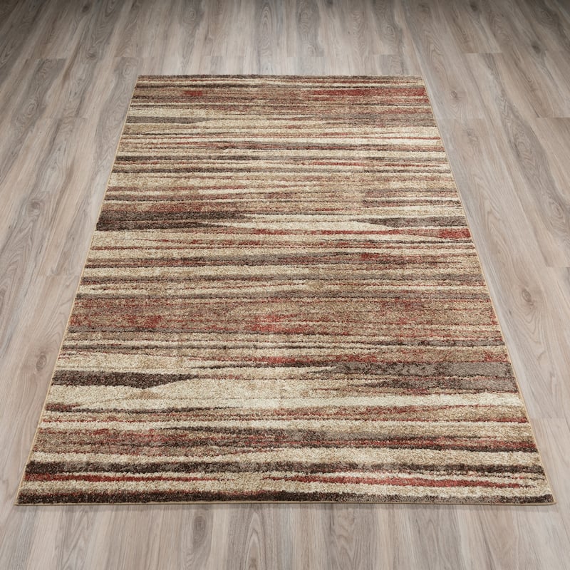 ADDISON Blair Abstract Striped Spice/Beige Area Rug (3'3"X5'1") - 3'3"X5'1"