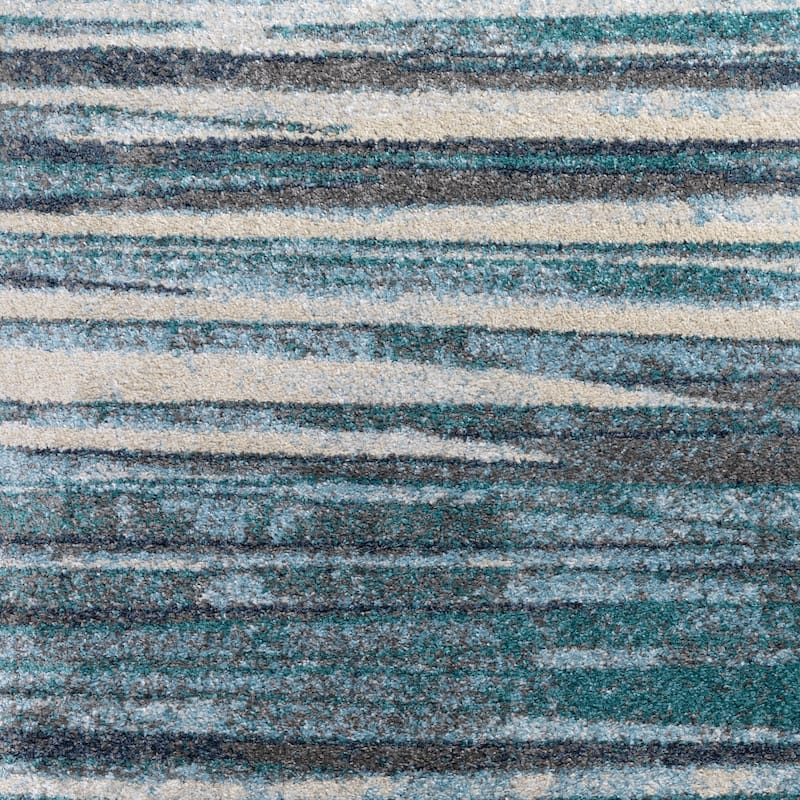 ADDISON Blair Abstract Striped Blue/Beige Area Rug (3'3"X5'1") - 3' 3" x 5' 1"