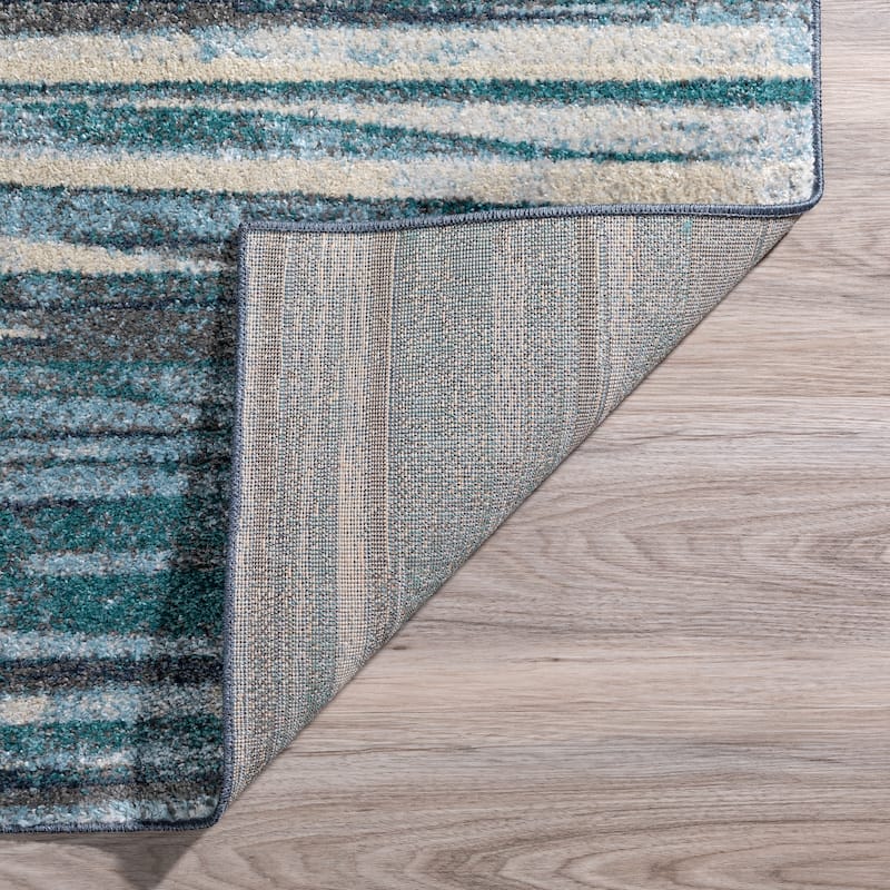 ADDISON Blair Abstract Striped Blue/Beige Area Rug (3'3"X5'1") - 3' 3" x 5' 1"