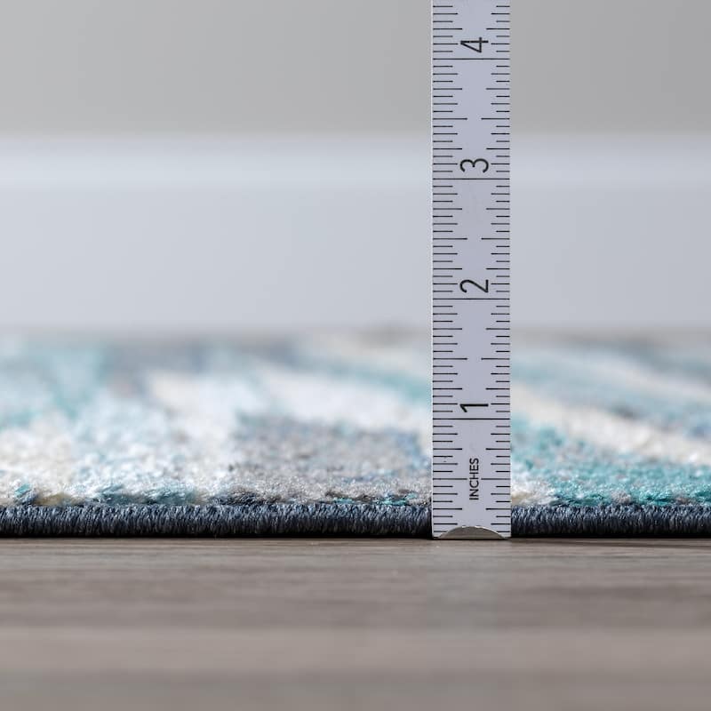 ADDISON Blair Abstract Striped Blue/Beige Area Rug (3'3"X5'1") - 3' 3" x 5' 1"