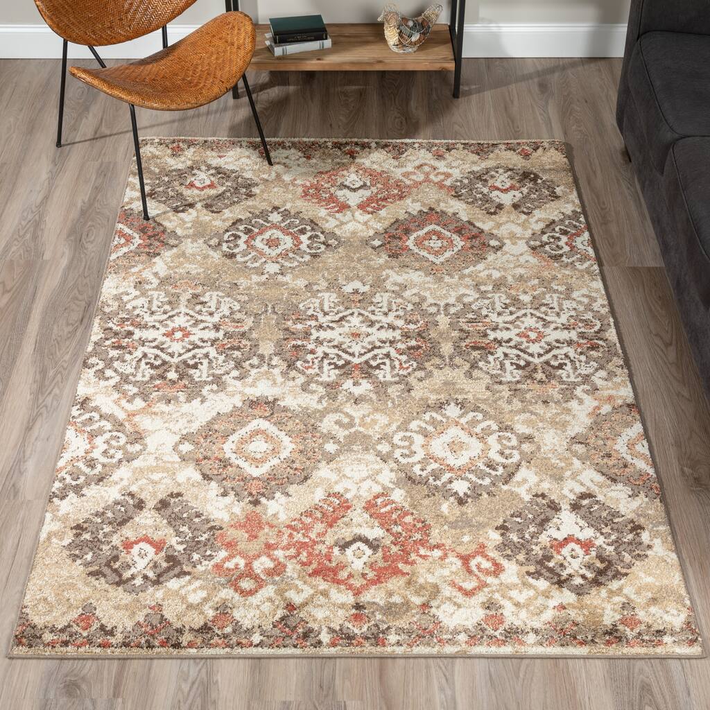 ADDISON Blair Distressed Ikat Beige/Ivory Area Rug (3'3"X5'1") - 3'3"X5'1"