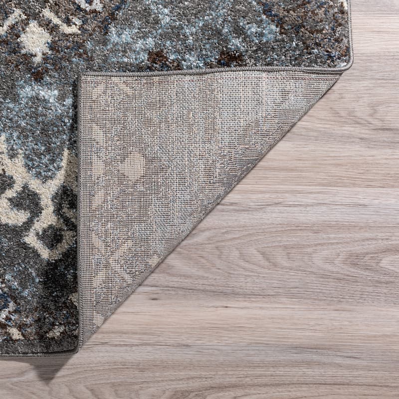 ADDISON Blair Distressed Ikat Gray/Blue Area Rug (8'2"X10') - 8'2"X10'