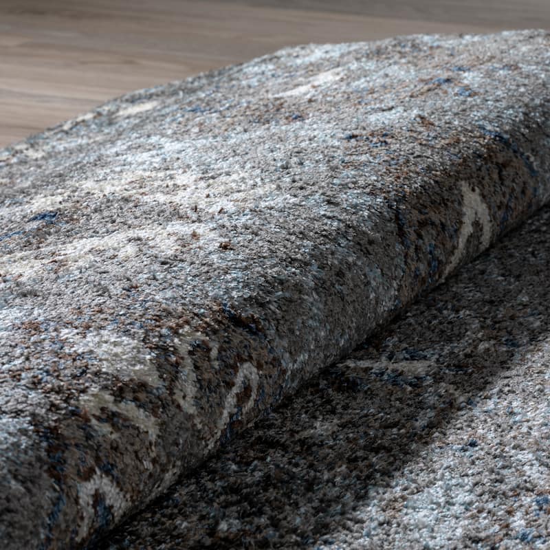 ADDISON Blair Distressed Ikat Gray/Blue Area Rug (8'2"X10') - 8'2"X10'