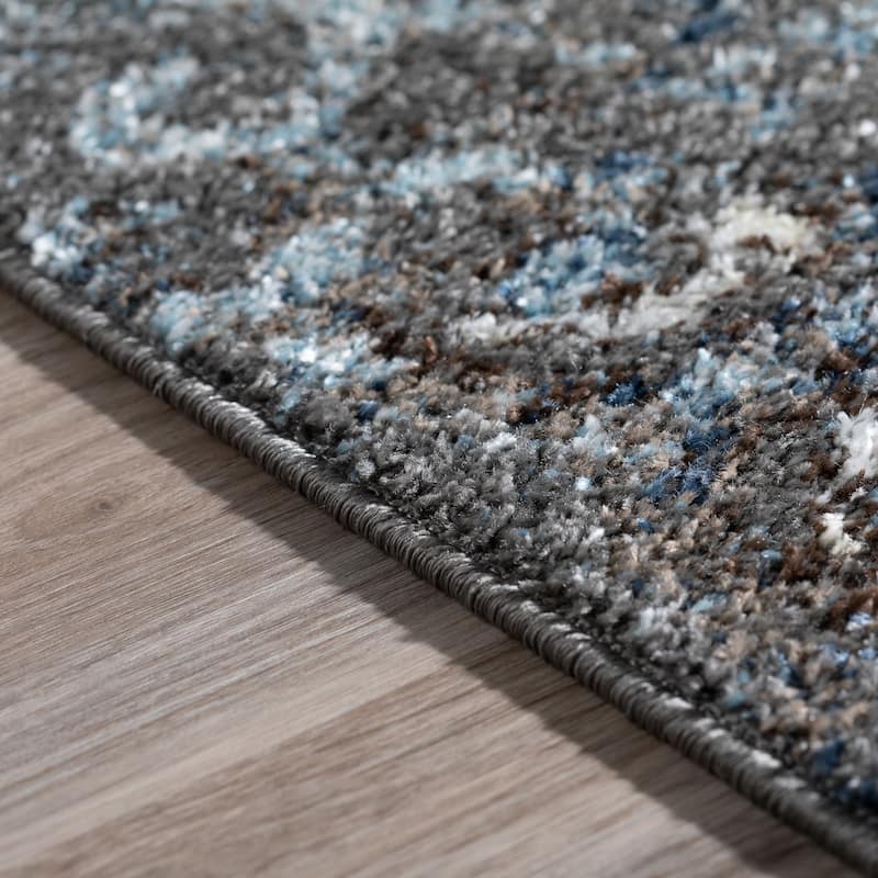 ADDISON Blair Distressed Ikat Gray/Blue Area Rug (3'3"X5'1") - 3' 3" x 5' 1"