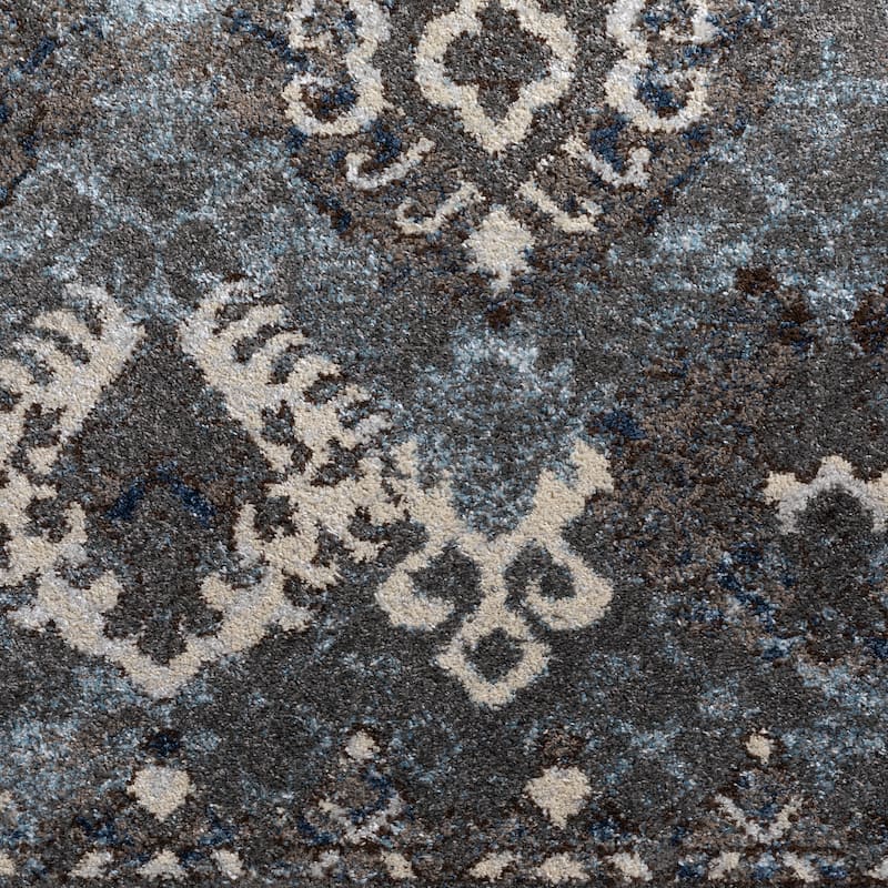 ADDISON Blair Distressed Ikat Gray/Blue Area Rug (3'3"X5'1") - 3' 3" x 5' 1"