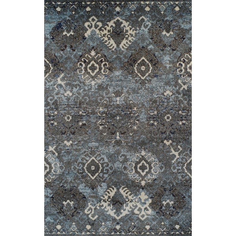 ADDISON Blair Distressed Ikat Gray/Blue Area Rug (3'3"X5'1") - 3' 3" x 5' 1"