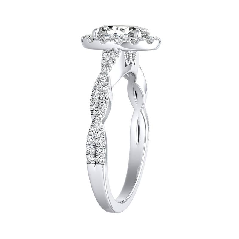 Twisted Oval-cut 5/8ctw 14k Gold Halo Diamond Engagement Ring by Auriya