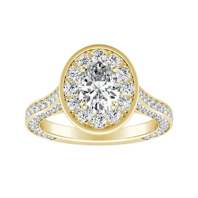 Oval-cut 1 1/2ctw Halo Diamond Engagement Ring by Auriya 14k Gold