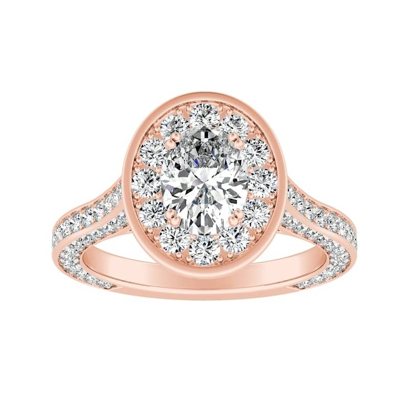 Oval-cut 1 1/2ctw Halo Diamond Engagement Ring by Auriya 14k Gold - 9 - Rose