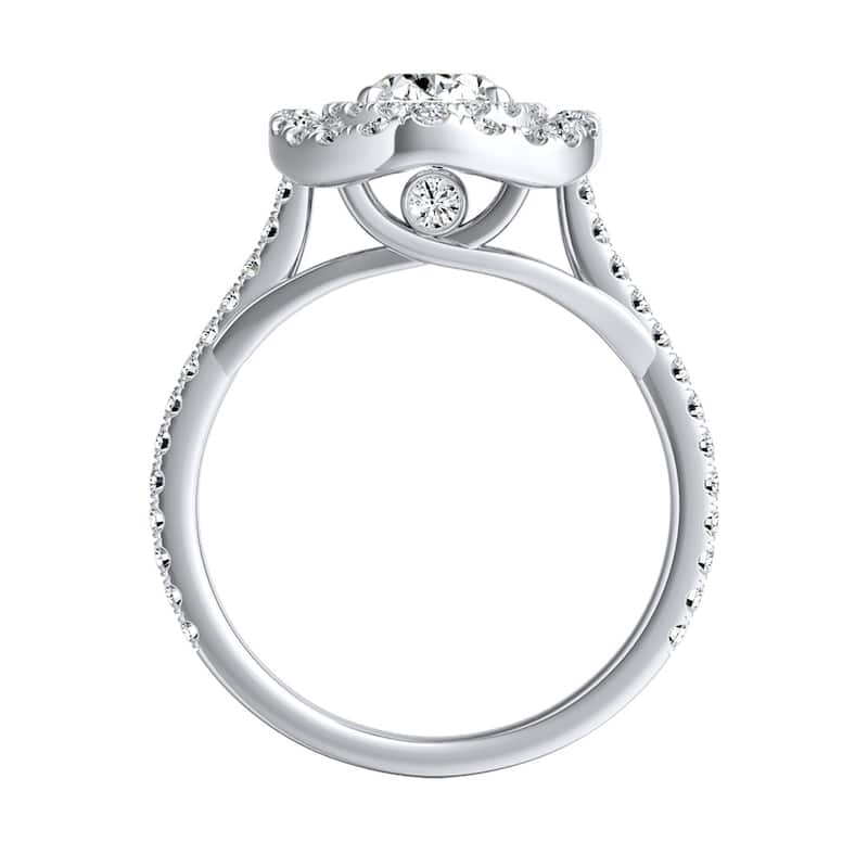Oval Shape 7/8 carat TW Double Halo Diamond Engagement Ring 14k Gold by Auriya