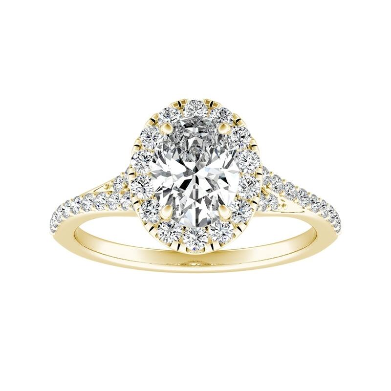 Oval Shape 5/8cttw 14k Gold Halo Diamond Engagement Ring by Auriya