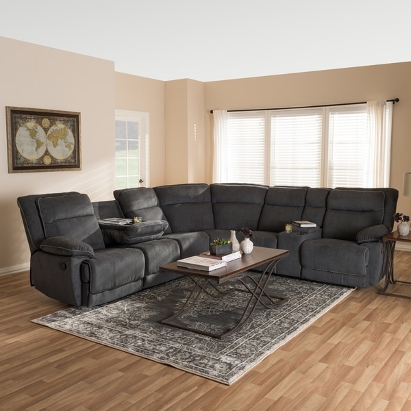 Modern Fabric Reclining Sectional by Baxton Studio