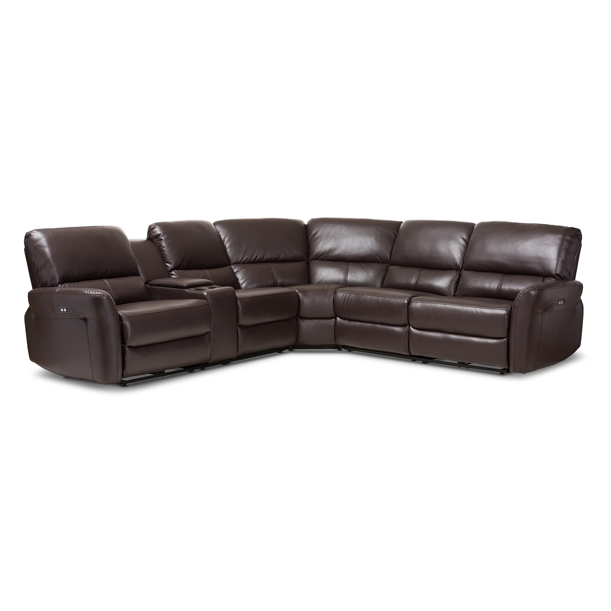 Shop Modern Bonded Leather Power Reclining Sectional Sofa By
