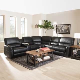 Leather Sectional Sofas Online At Our Best Modern Bonded Leather Reclining Sectional Sofa By Baxton Studio