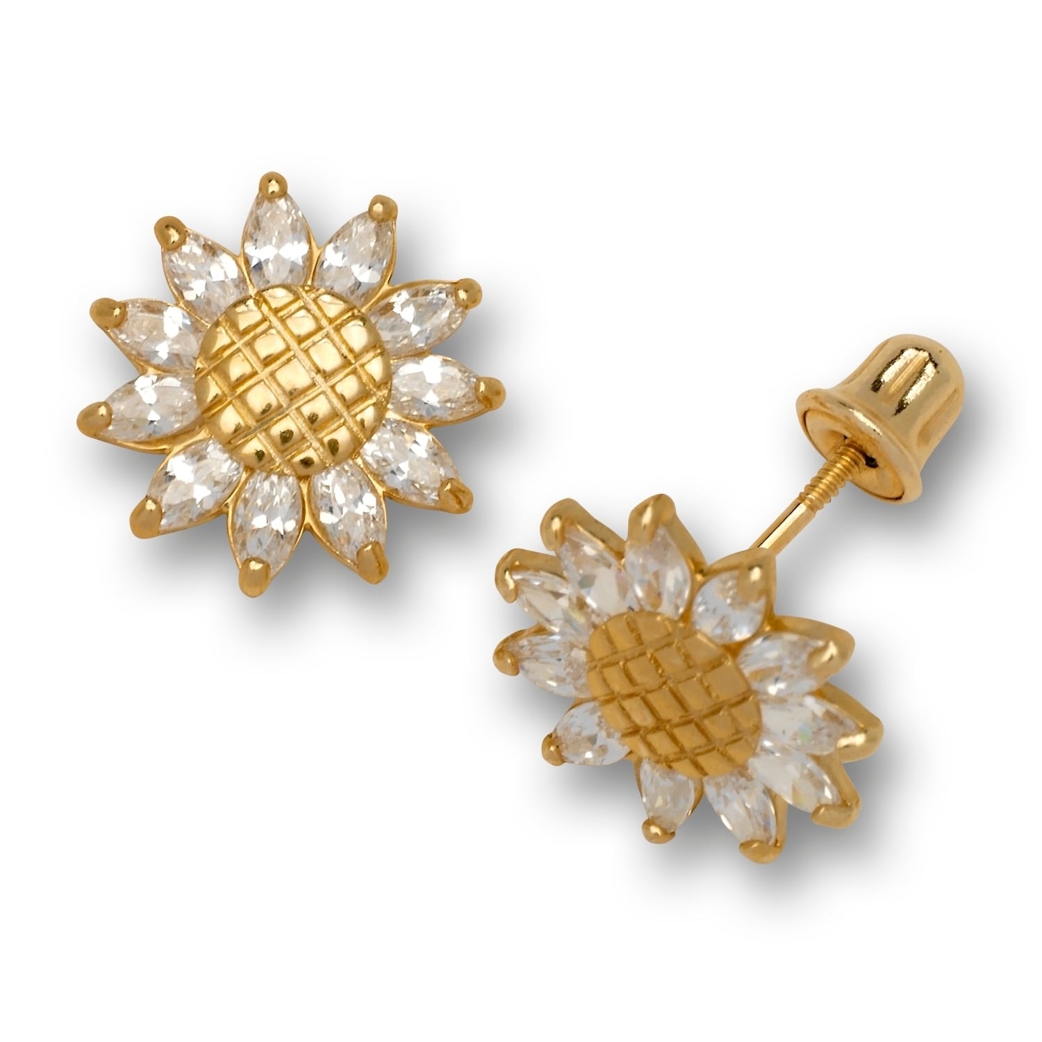 14K Gold White Gold Dipped Post stud Earring Cubic-zirconia Collection