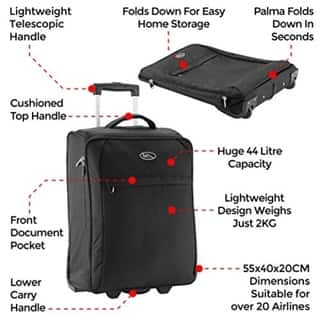 Shop Palma Lightweight Trolley Cabin Luggage Suitcase 55 X 40 X 20