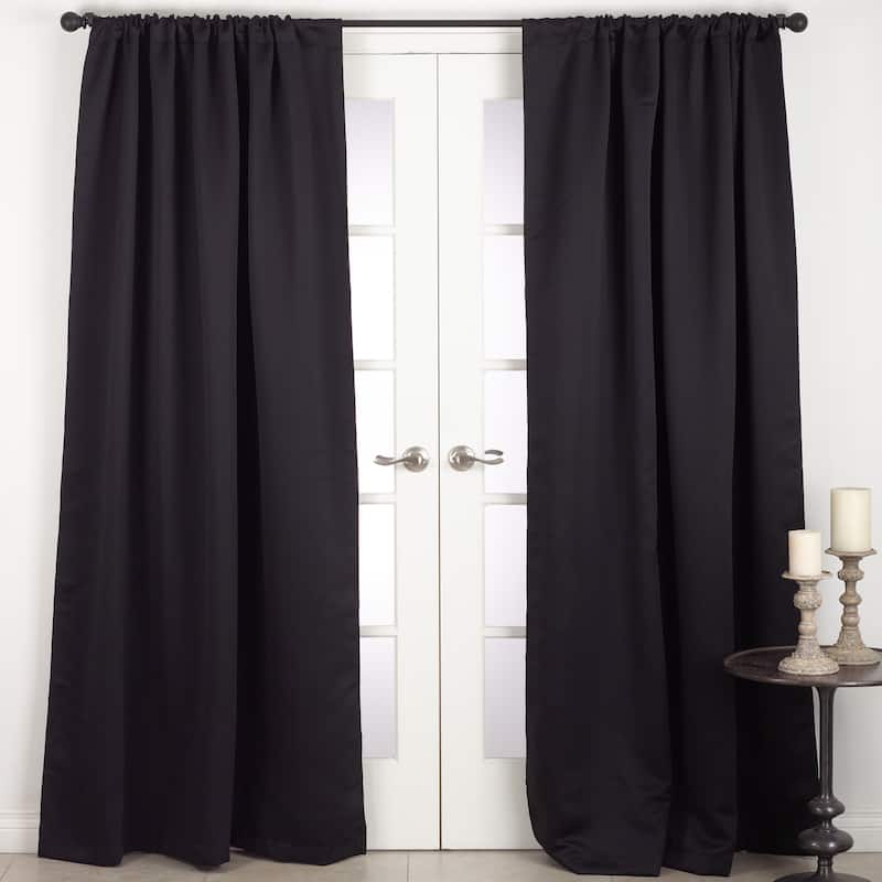 Solid Rod Pocket Blackout Window Curtain Panel - 54 inches wide x 84 inches long - Black