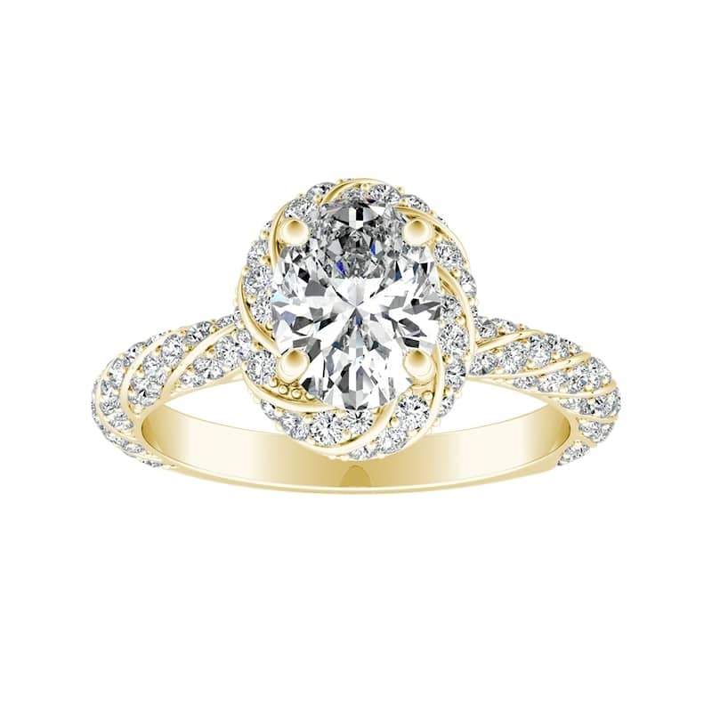 14k Gold Vintage 1 1/6ctw Oval-cut Halo Diamond Engagement Ring by Auriya - 7.5 - Yellow