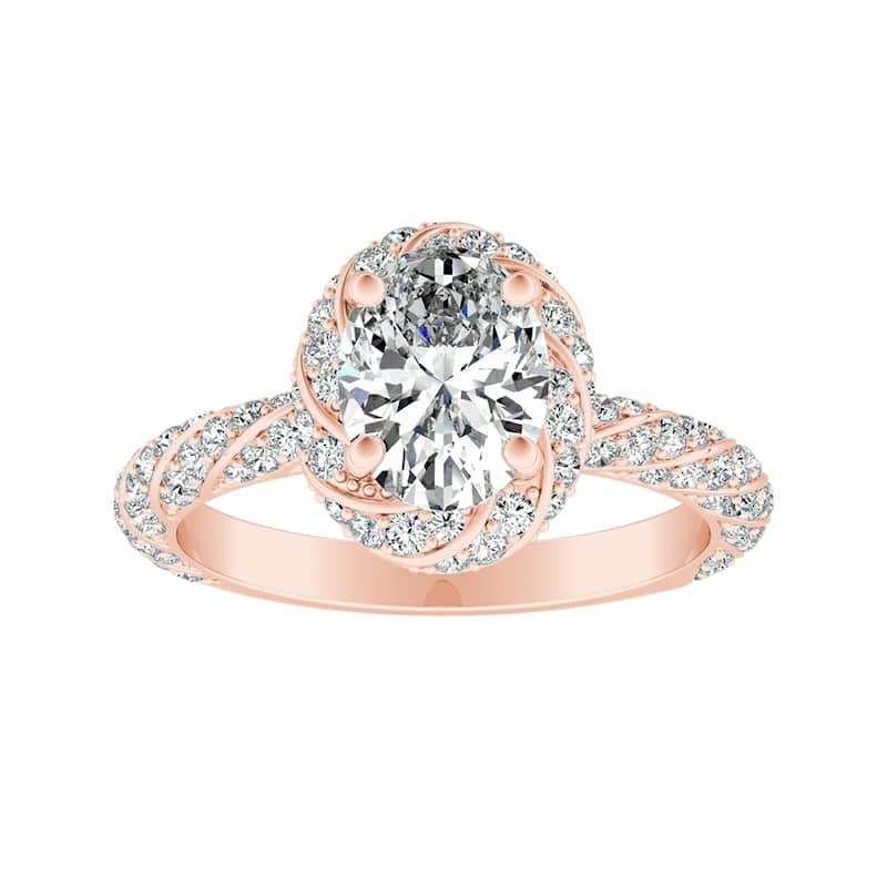 14k Gold Vintage 1 1/6ctw Oval-cut Halo Diamond Engagement Ring by Auriya - 8.5 - Rose