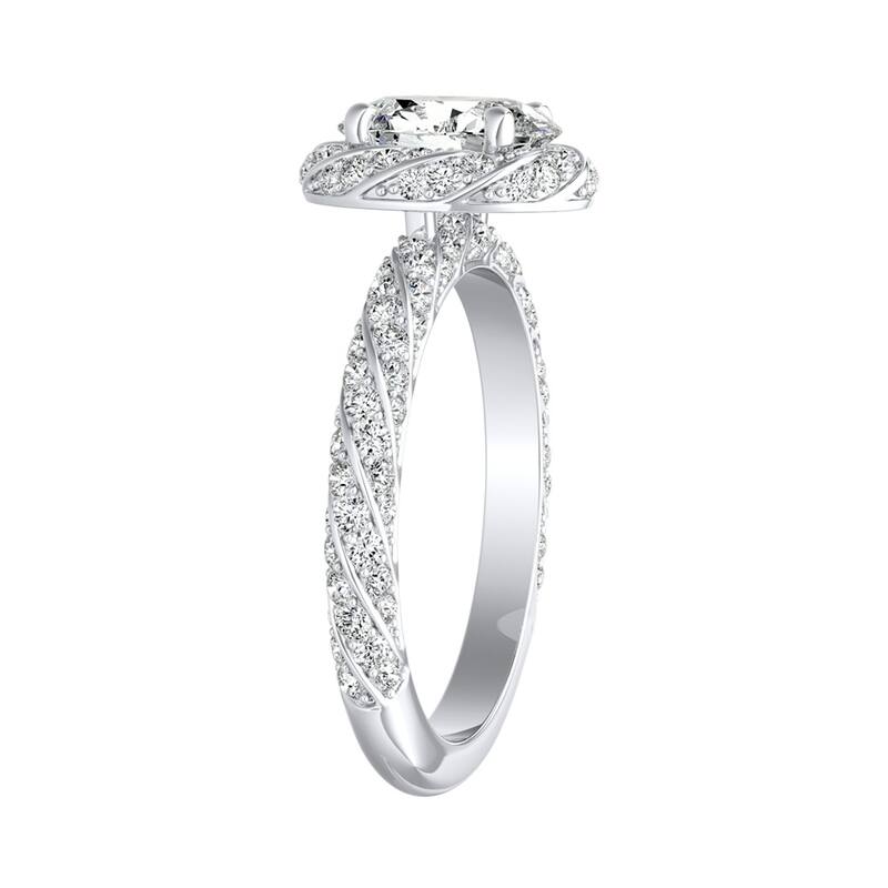 14k Gold Vintage 1 1/6ctw Oval-cut Halo Diamond Engagement Ring by Auriya