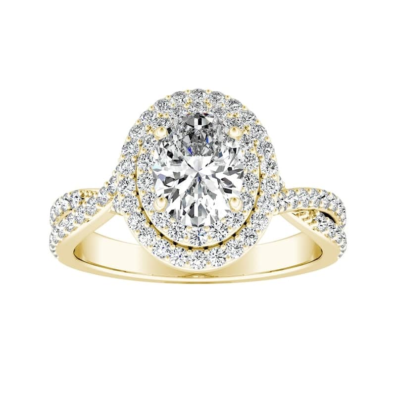Oval-cut Double Halo Diamond Engagement Ring 9/10cttw 14k Gold by Auriya