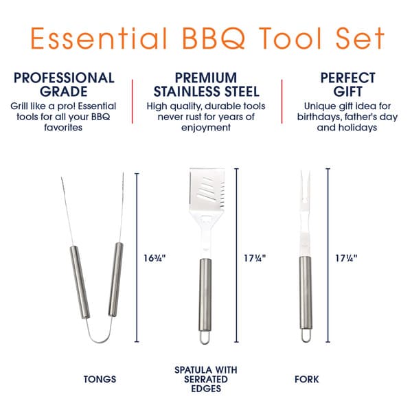 Cheer Collection 3 piece BBQ Grilling Tool Set