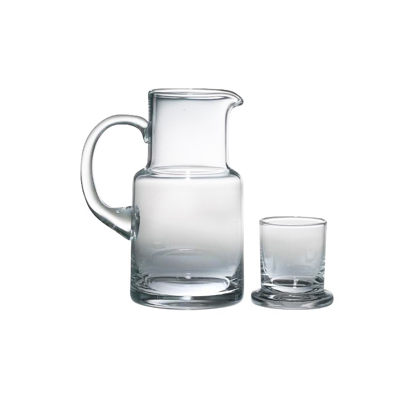 Bedside Water Carafe and Glass Set, Mfacoy 17 OZ Glass Pitcher & 5 OZ Cup,  Bedside Night Carafe Pitcher and Water Glass Tumbler Set, Vintage Glass