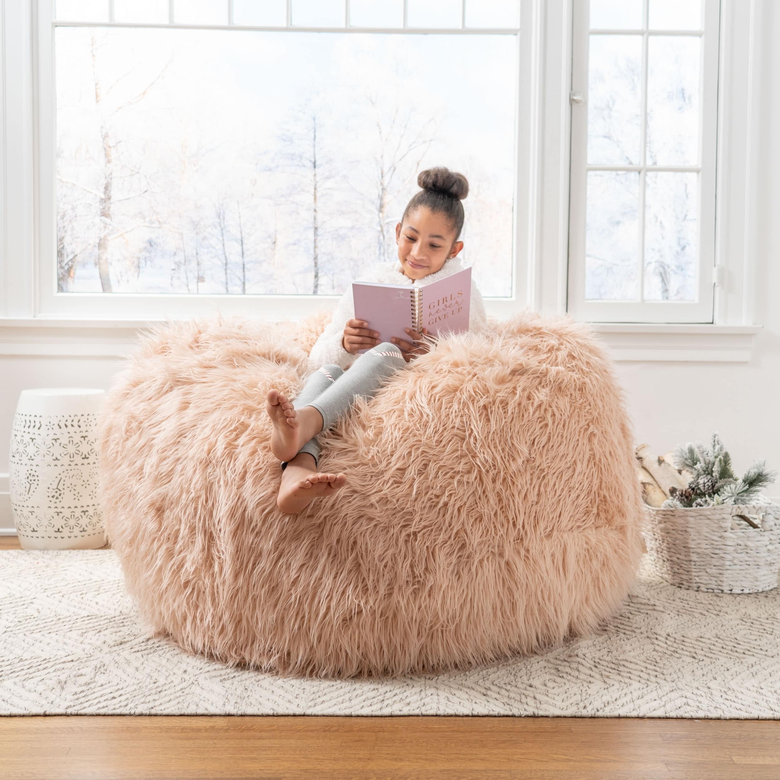 Shop Lachlan Faux Furry Bean Bag By Christopher Knight Home On