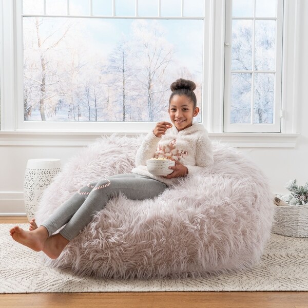 Lachlan Faux Furry Bean Bag by Christopher Knight Home