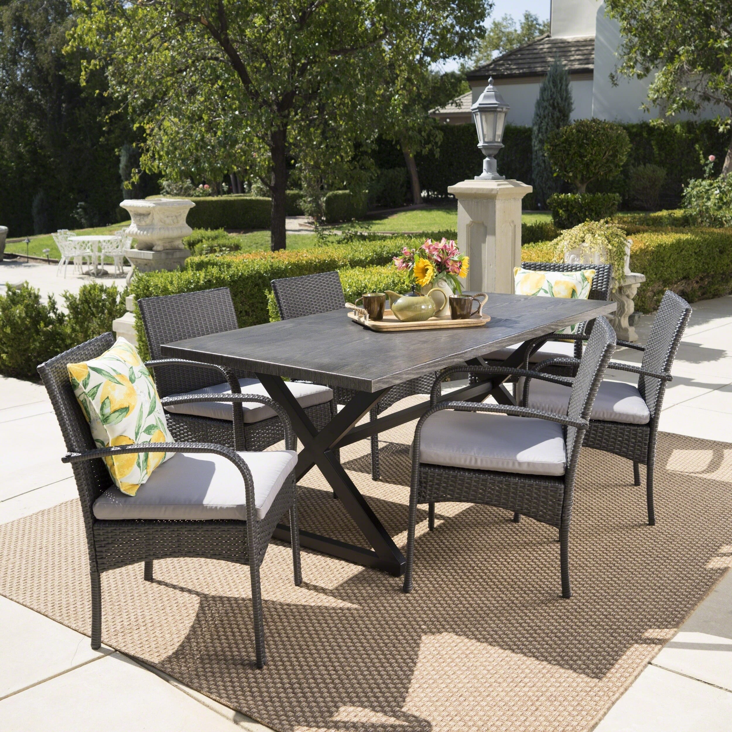 outdoor 7 piece wicker dining set