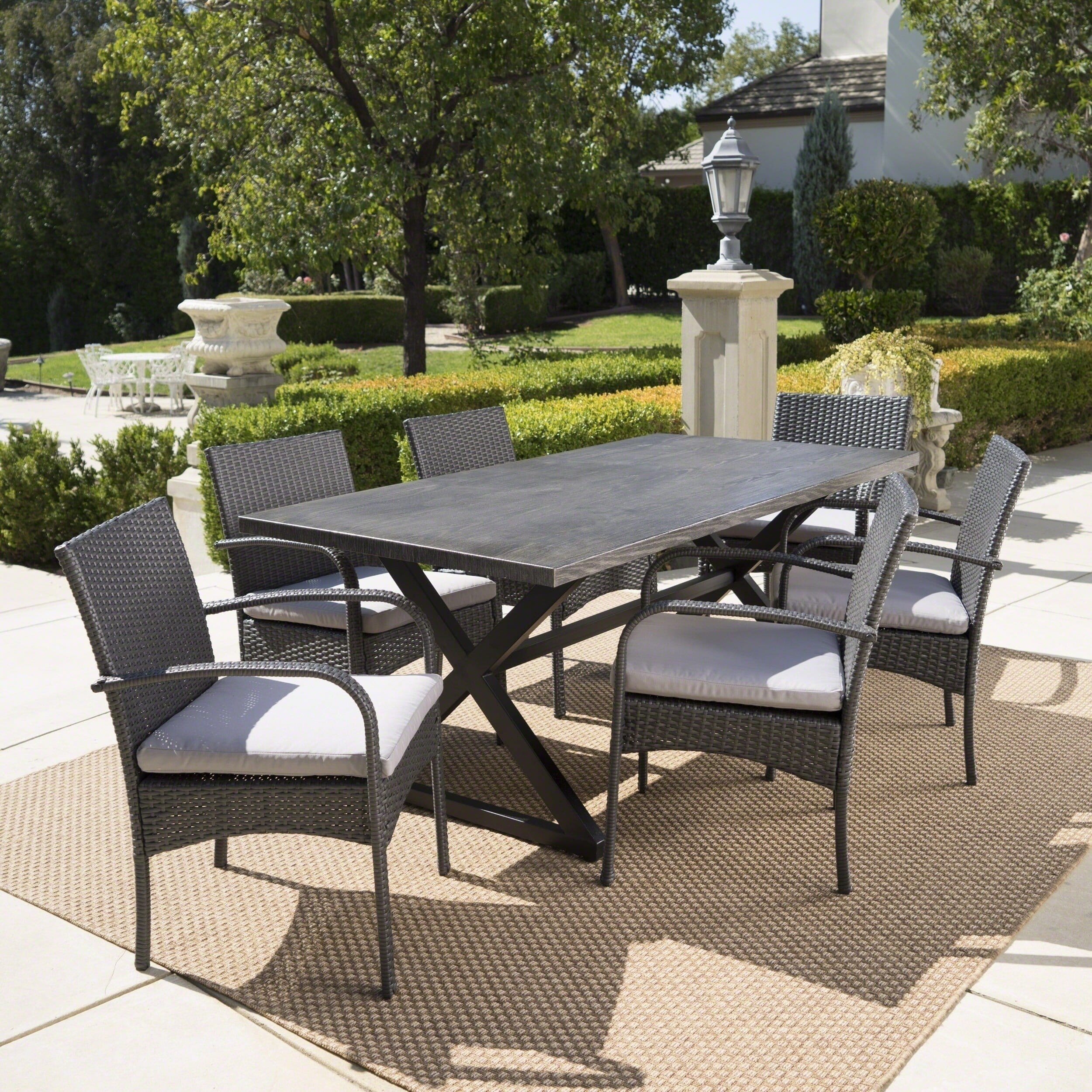 rectangular wicker outdoor dining table