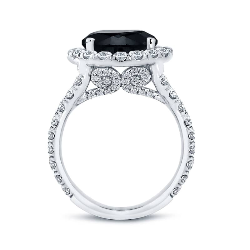 Auriya 18k Gold 6 carat TW Unique Black Diamond Halo Engagement Ring (H-I, VS1-VS2)