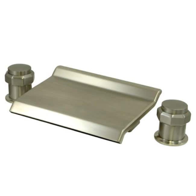 Kingston Brass Waterfall Spout Deck Mount Brushed Nickel Tub Filler - satin nickel