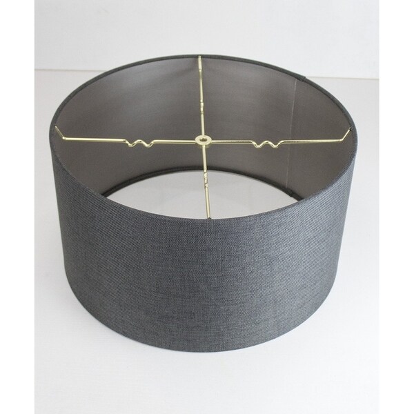Granite Grey Burlap Shallow Drum Lampshade 18x18x10 Free Granite Grey Burlap Shallow Drum Lampshade 18x18x10