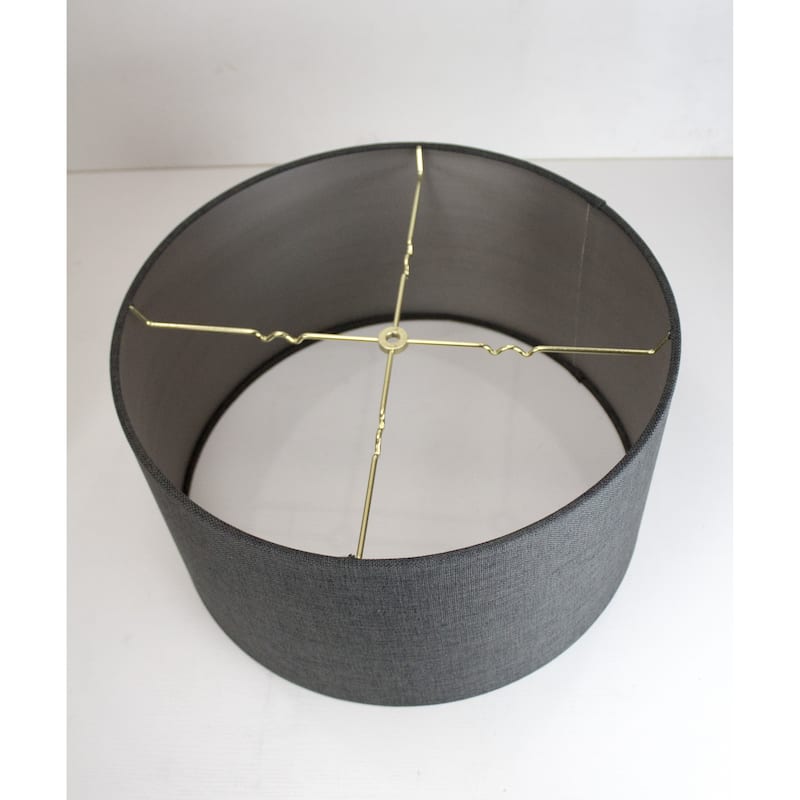 Granite Grey Burlap Shallow Drum Lampshade 18x18x10
