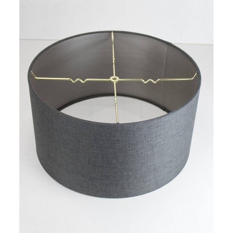 Granite Grey Burlap Shallow Drum Lampshade 18x18x10