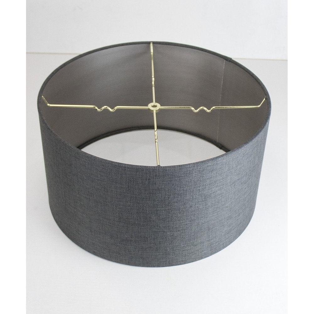 Granite Grey Burlap Shallow Drum Lampshade 18x18x10