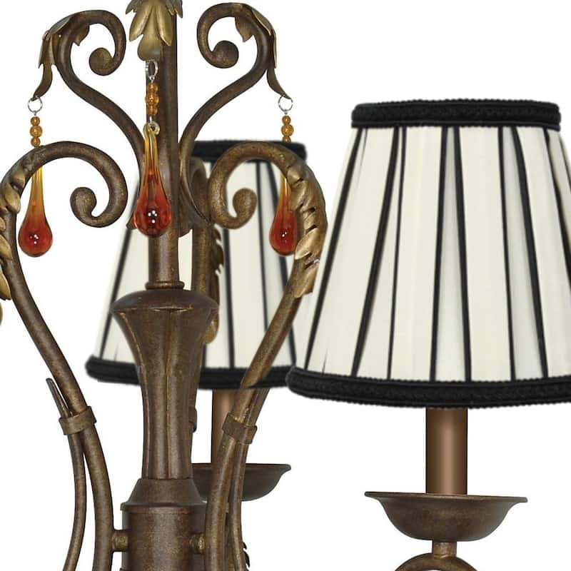 3x5x4.5 Eggshell with Black Chandelier Clip-On Lampshade