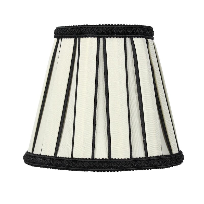 3x5x4.5 Eggshell with Black Chandelier Clip-On Lampshade