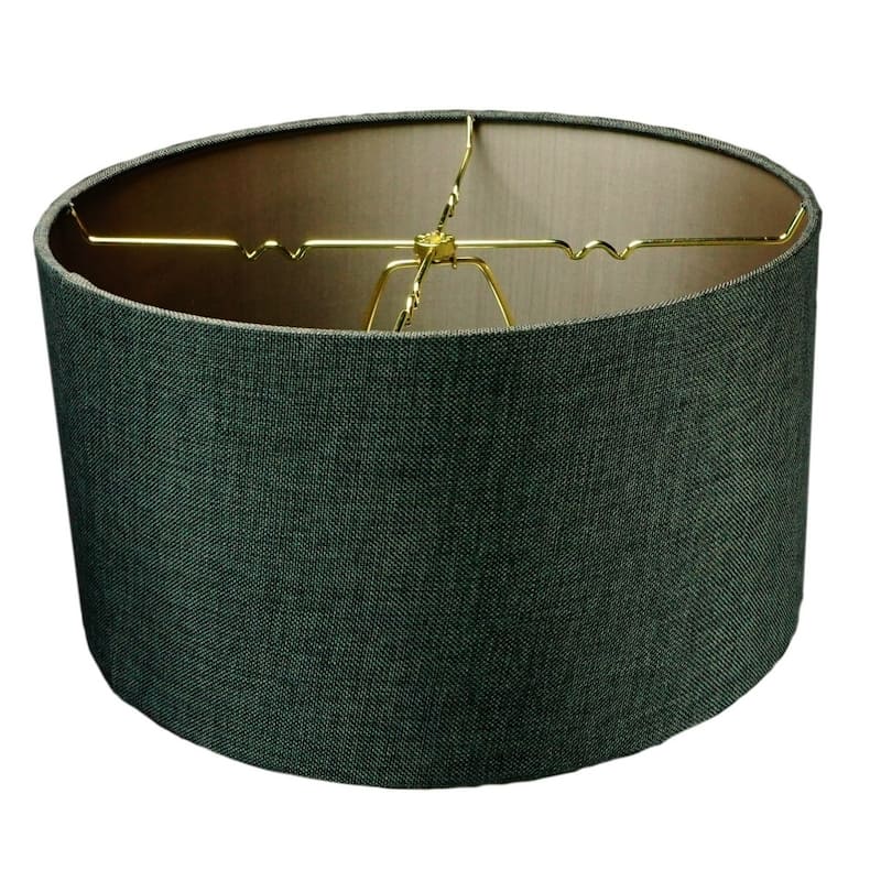 Granite Grey Burlap Hardback Drum Lampshade 14x14x7