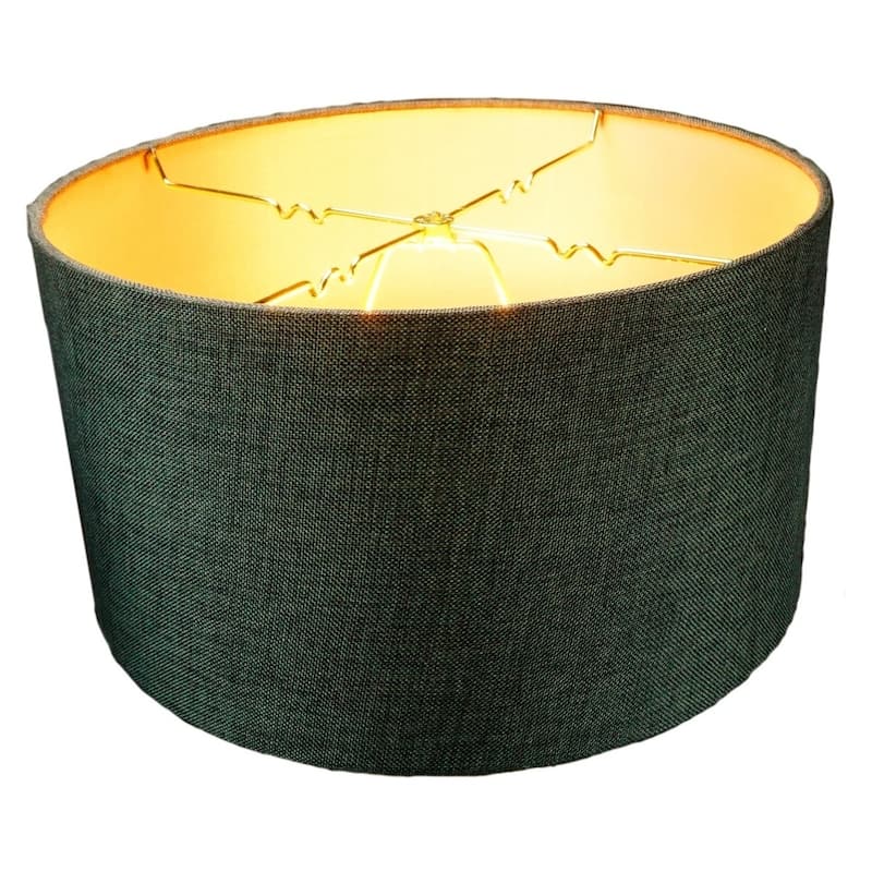Granite Grey Burlap Hardback Drum Lampshade 14x14x7