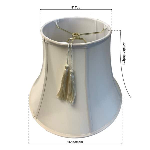 9x18x13.5 White Bell Shantung Lampshade With Brass Spider Fitter - Perfect For Table And Floor Lamps - Large, White - Lampshades