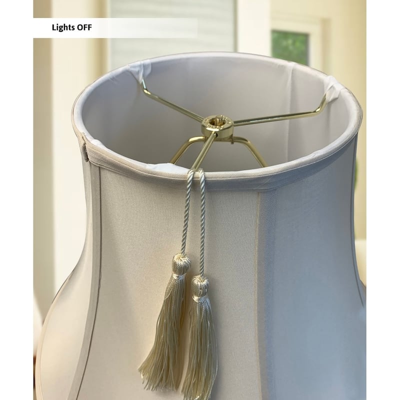 8x16x12 Shantung Lamp Shade Tassel Eggshell