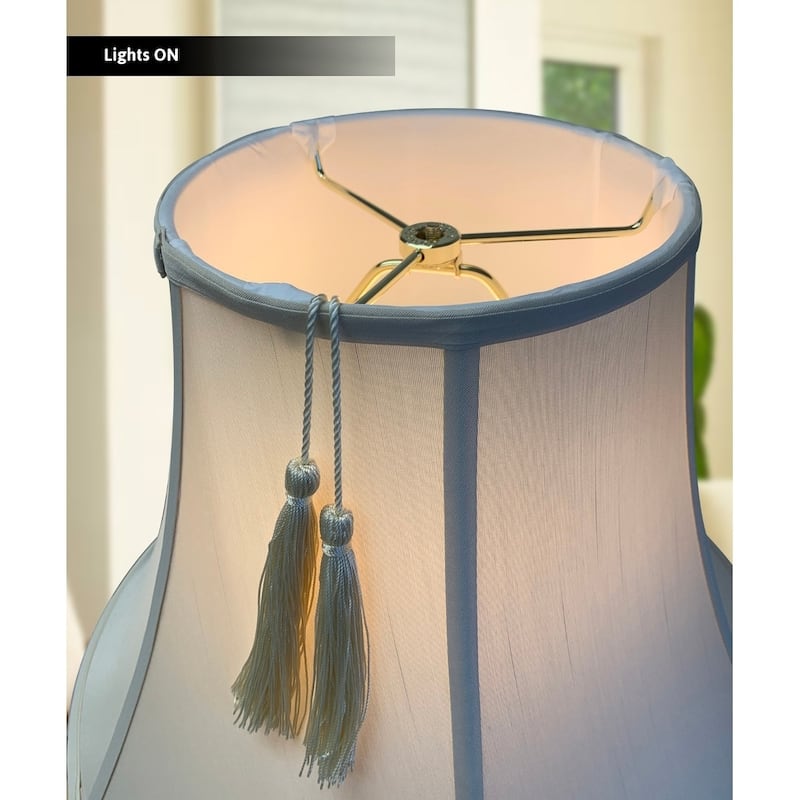8x16x12 Shantung Lamp Shade Tassel Eggshell