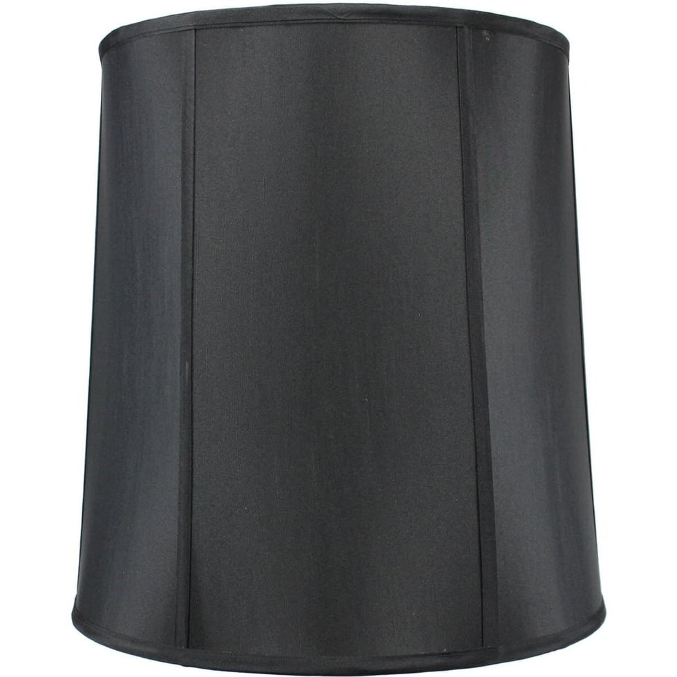 14"x16"x17" Large Drum Lampshade Black Shantung, Large Cylinder Replacement Lamp Shade for Tall Table Lamps