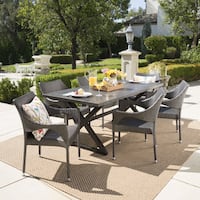 Grayson Outdoor 7-piece Rectangular Wicker Aluminum Dining Set by Christopher Knight Home