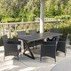 preview thumbnail 10 of 14, Dion Outdoor 7-piece Rectangular Wicker Aluminum Dining Set with Cushions by Christopher Knight Home